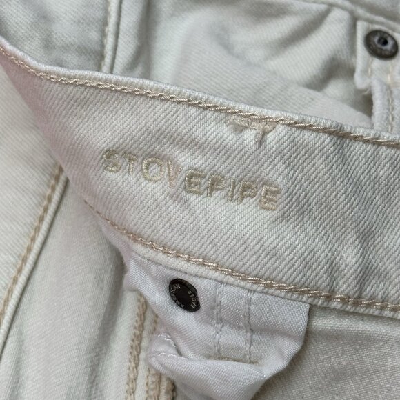 American Eagle Stovepipe Size 16 Ivory Ecru Denim Stretch High-Waisted Jeans - Picture 9 of 16